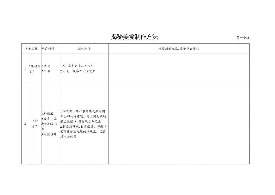 六下《物质的变化》复习课 记录单.docx_第1页