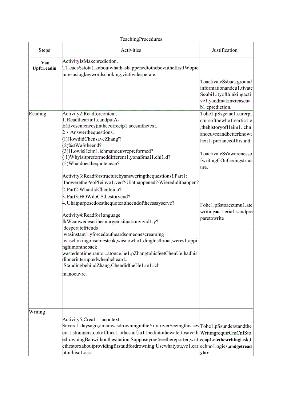 人教版（2019）选择性必修 第二册Unit 5 First Aid Reading for Writing 教案（表格式）.docx_第2页