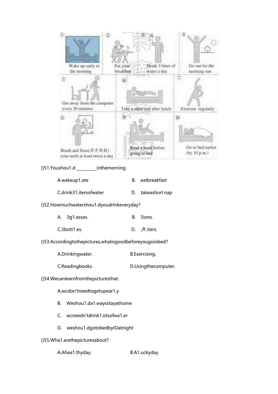 Unit 6 A Day in the Life学情评估卷（含答案）人教新目标版七年级上册（2014）.docx_第3页