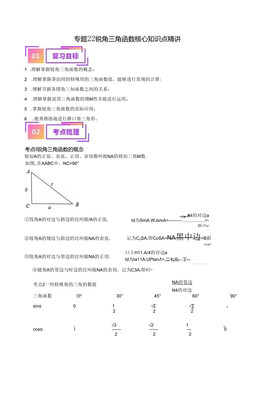 专题22 锐角三角函数（讲义）（解析版）.docx_第1页