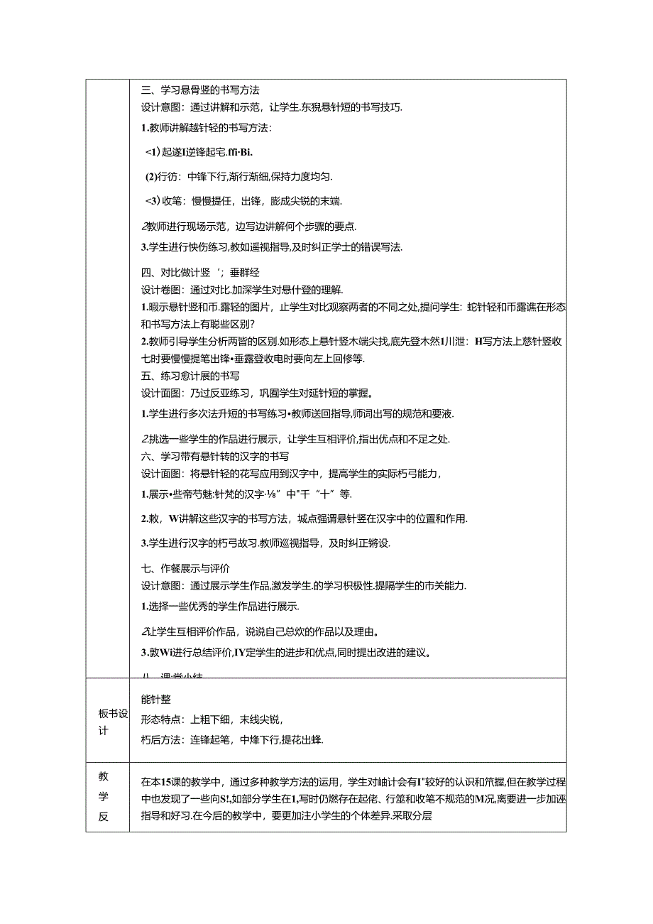 《第7课 悬针竖》教学设计2024-2025学年书法三年级上册湘美版.docx_第2页