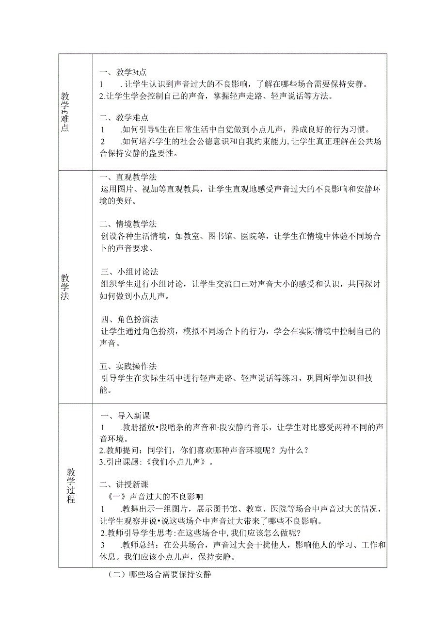 《第13课 我们小点儿声》教学设计2024-2025学年道德与法治一年级上册统编版（2024）.docx_第2页