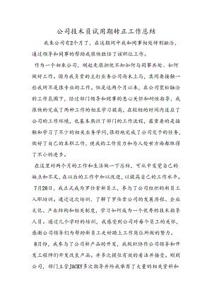 公司技术员试用期转正工作总结.docx