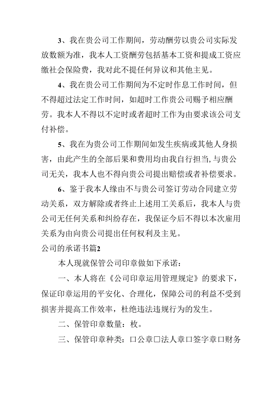 公司的承诺书.docx_第2页