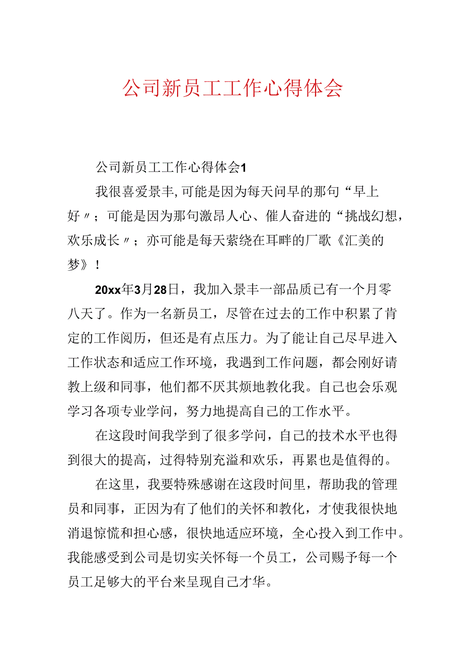 公司新员工工作心得体会.docx_第1页