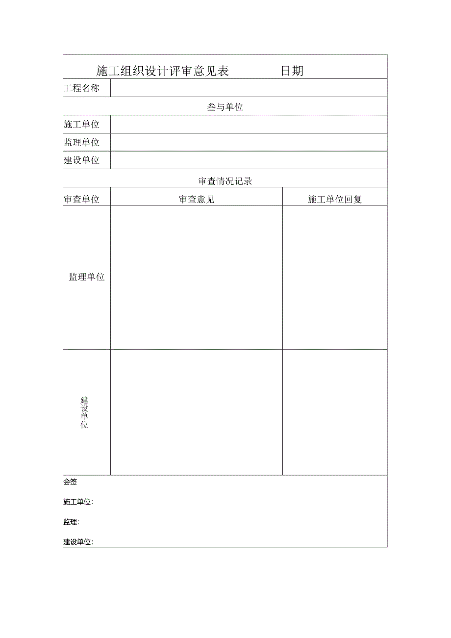 【项目管理】施工组织设计评审意见表.docx_第1页