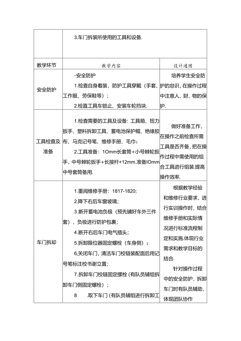 任务1：汽车车门拆装教学设计.docx_第3页