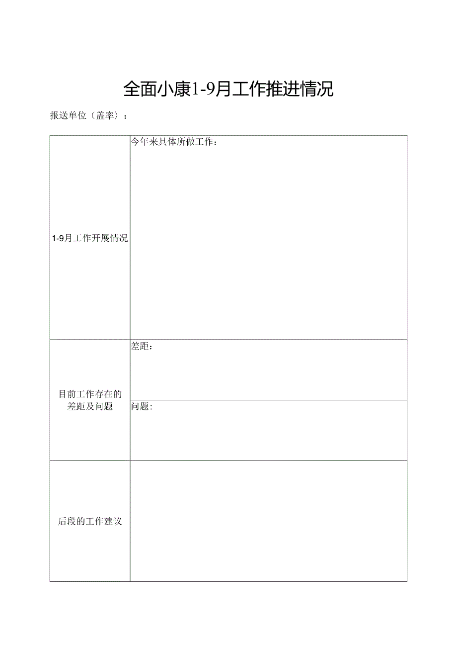 全面小康1-9月工作推进情况、全面小康三季度数据报送情况表.docx_第1页