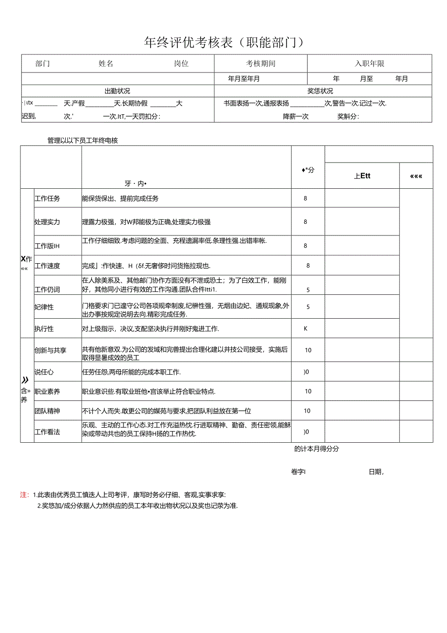 优秀员工评选考核表及公司员工社会保险管理制度.docx_第1页