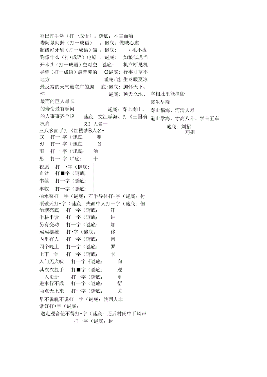 元宵灯谜大全及答案(1000个)精华版.docx_第2页