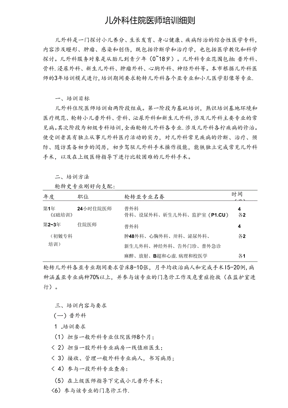 儿外科住院医师培训细则---上海儿童医学中心.docx_第1页