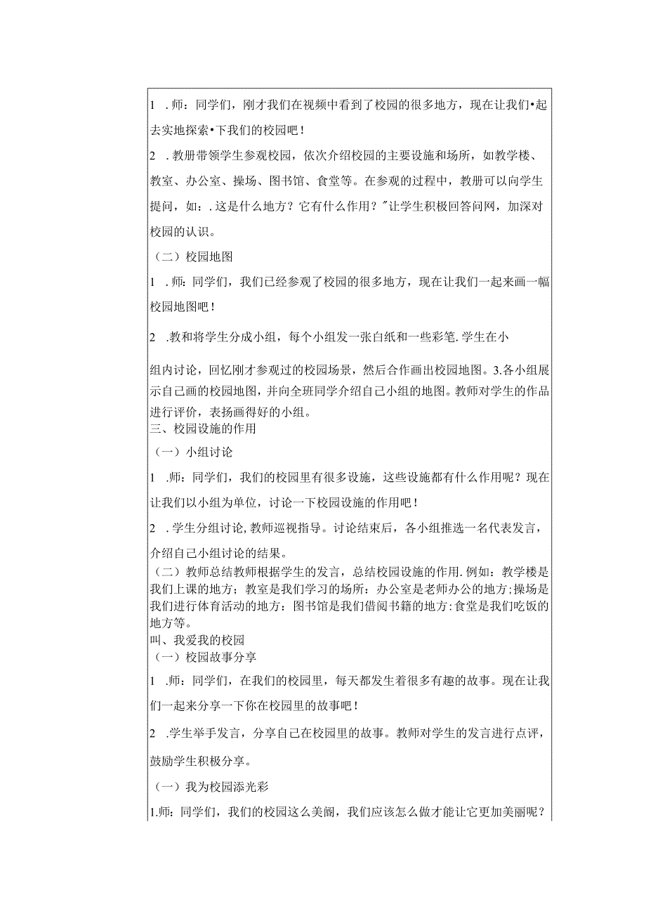 《3 这是我们的校园》教学设计2024-2025学年道德与法治一年级上册统编版（表格表）.docx_第2页