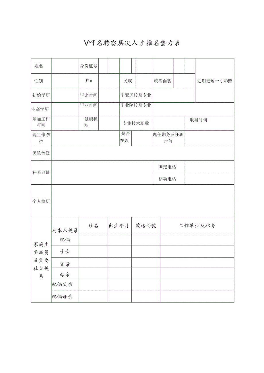 公开招聘高层次人才报名登记表.docx_第1页