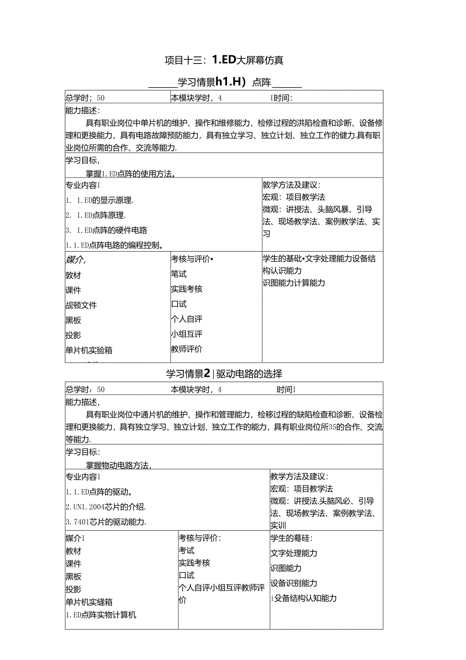 《物联网通信技术》教案——项目十三LED大屏幕仿真.docx_第1页