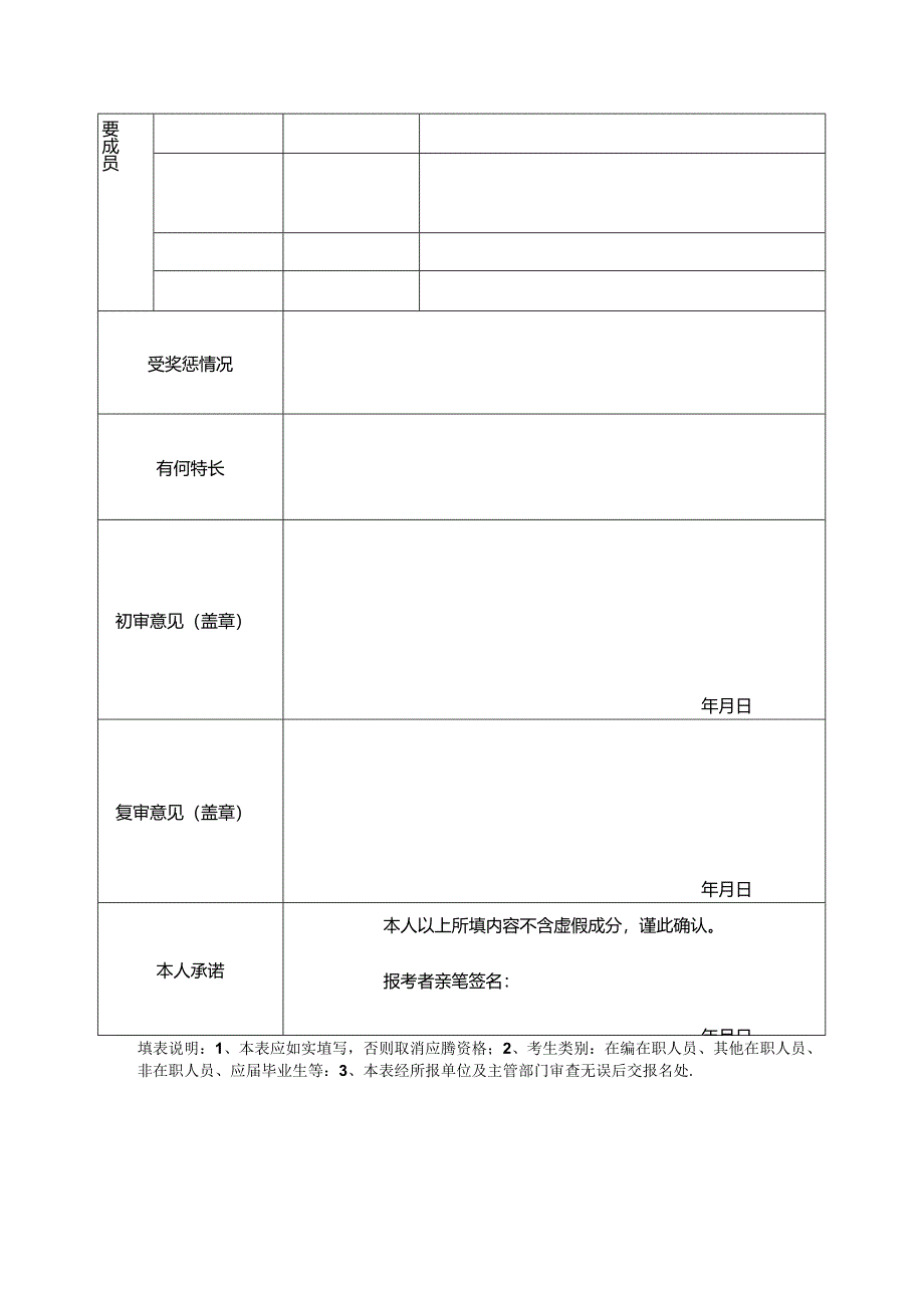 公开考核招聘事业单位工作人员报名表.docx_第2页