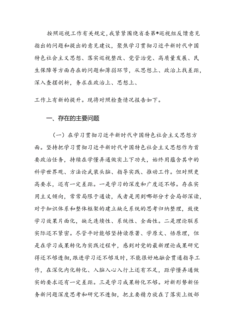 两篇：2024年领导干部在巡察整改专题民主生活会上的讲话提纲范文.docx_第2页