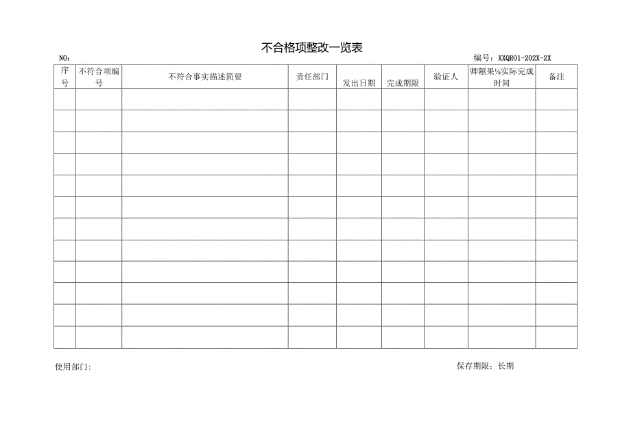 《不合格项整改一览表》.docx_第1页