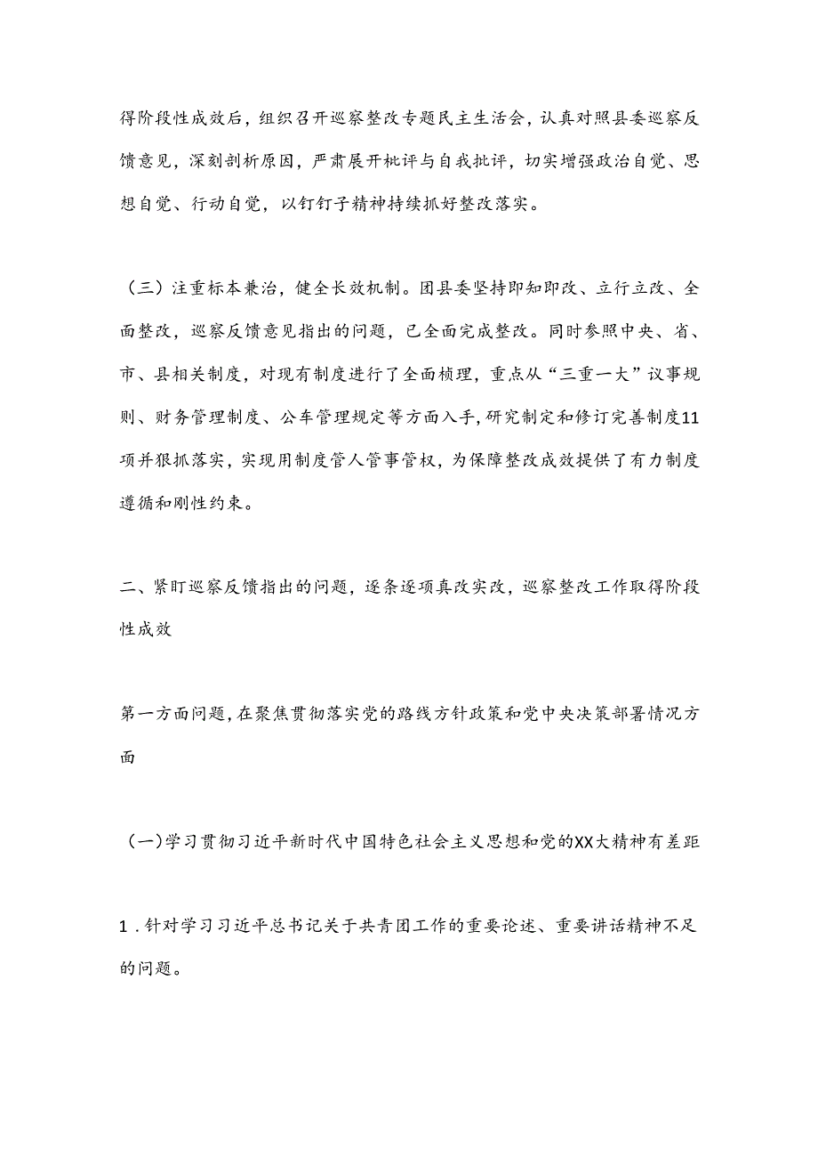 共青团X县委员会关于巡察集中整改进展情况的报告.docx_第2页