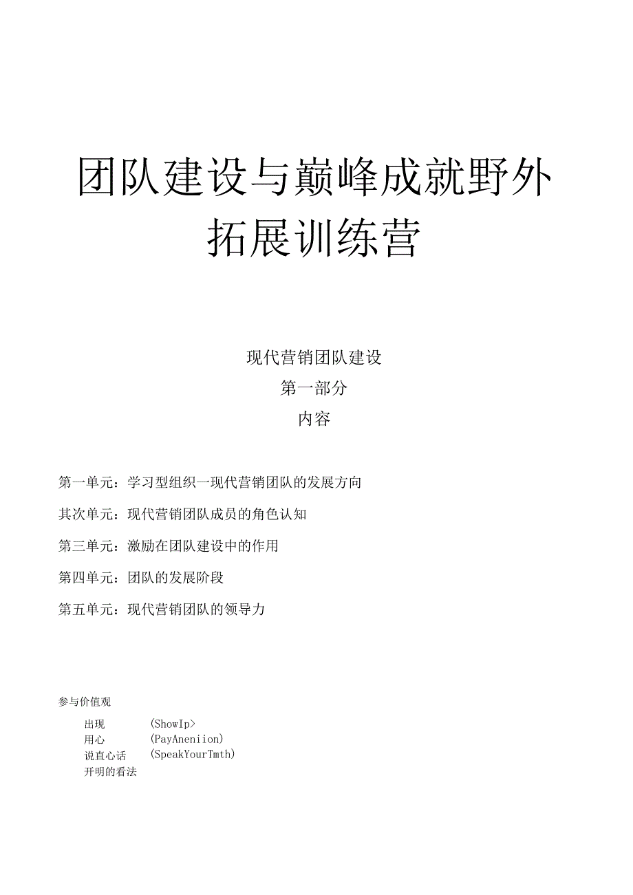 团队建设与巅峰成就野外拓展训练营.docx_第1页