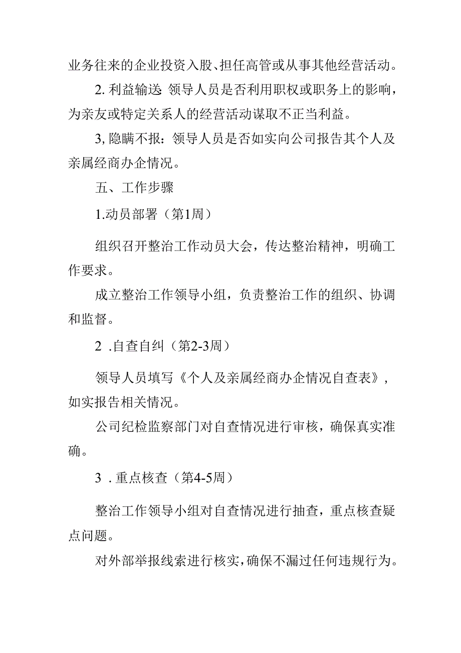 公司领导人员违规经商办企整治方案.docx_第2页