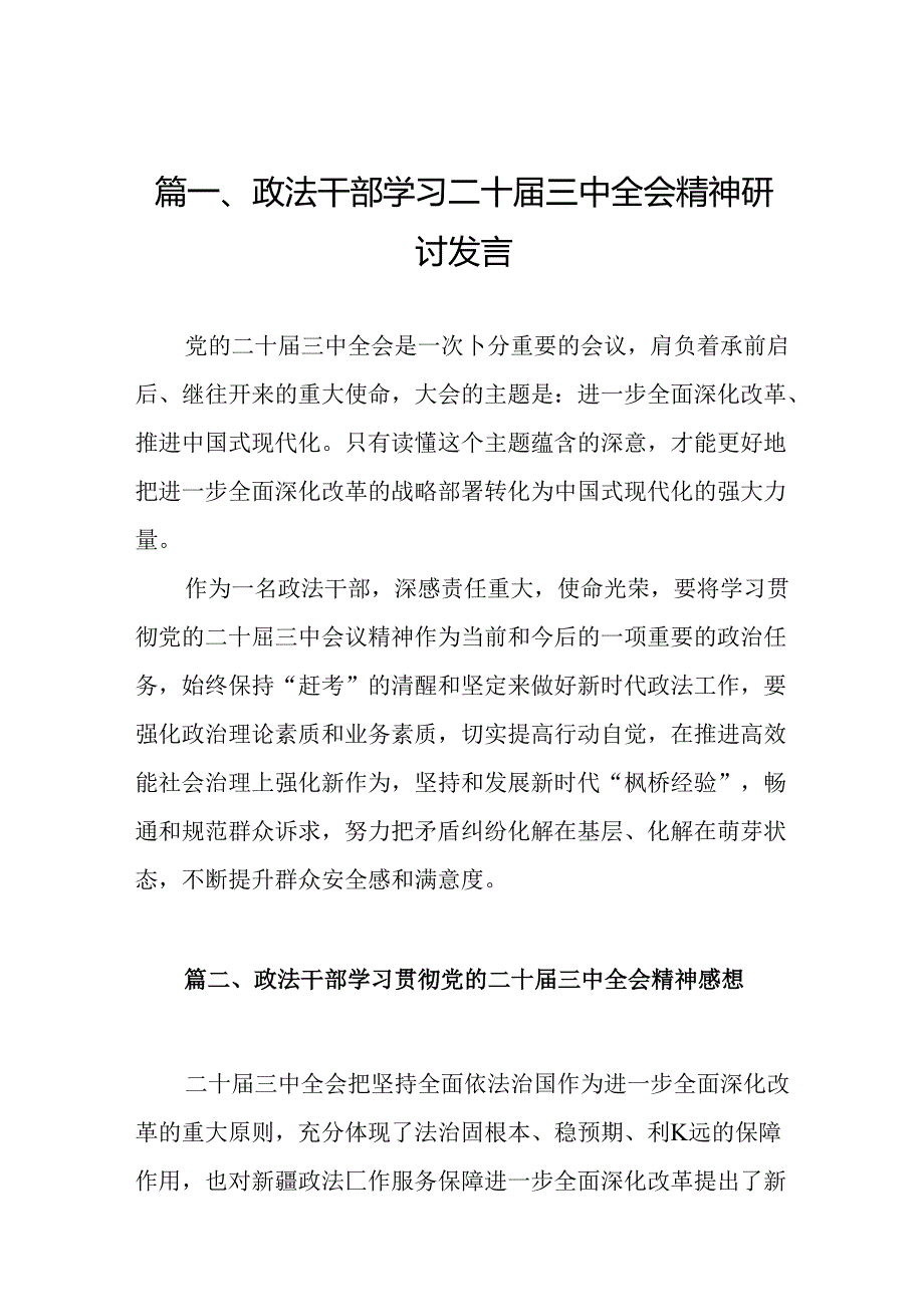 （10篇）政法干部学习二十届三中全会精神研讨发言集合.docx_第2页