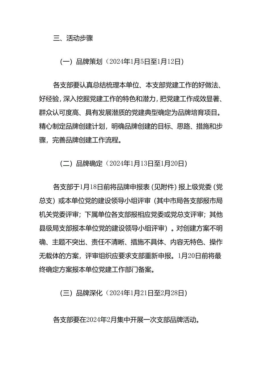 2024关于一支部一品牌创建活动方案（范本）.docx_第3页