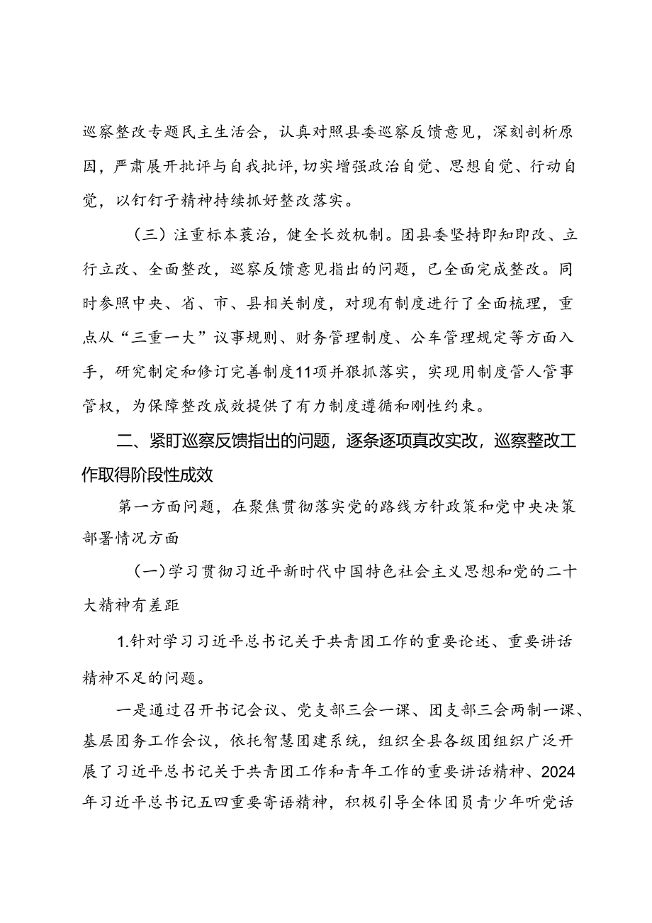 共青团县委员会关于巡察集中整改进展情况的报告.docx_第2页