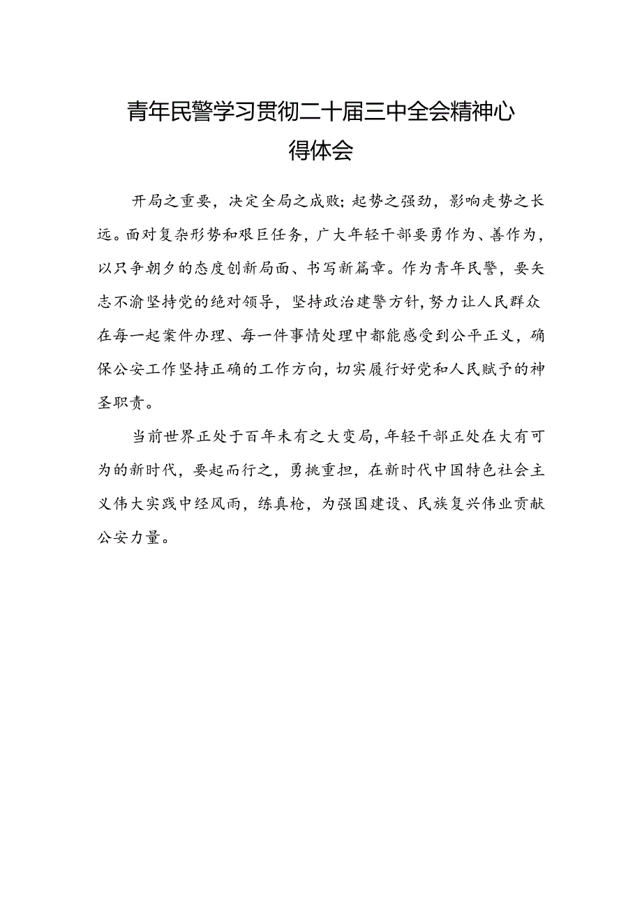 青年民警学习贯彻二十届三中全会精神心得体会.docx_第1页