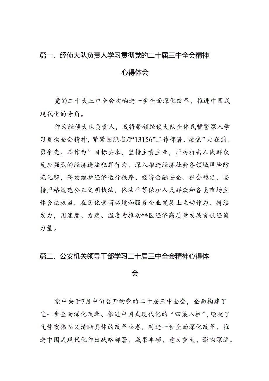 经侦大队负责人学习贯彻党的二十届三中全会精神心得体会（共10篇）.docx_第2页