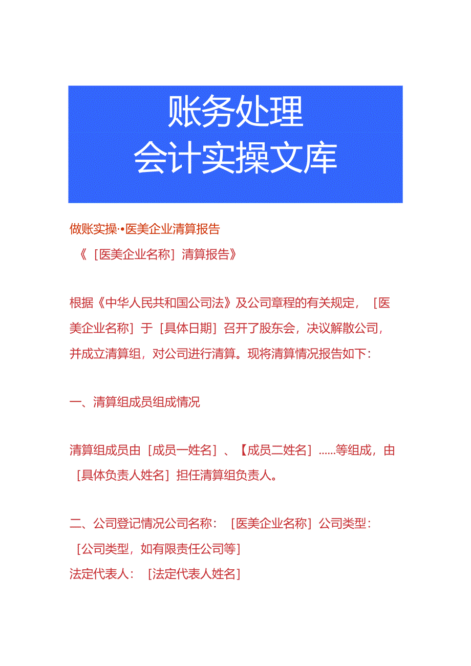 做账实操-医美企业清算报告.docx_第1页