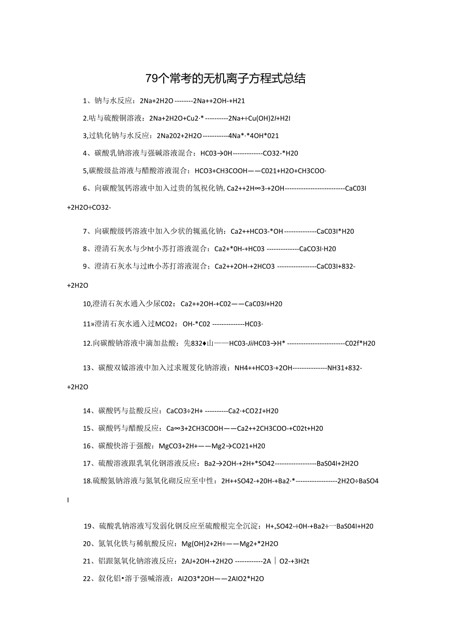 79个常考无机离子方程式总结.docx_第1页