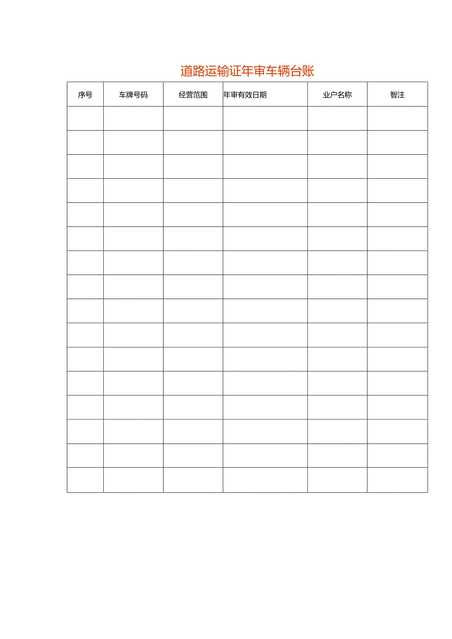 道路运输证年审车辆台账.docx_第1页