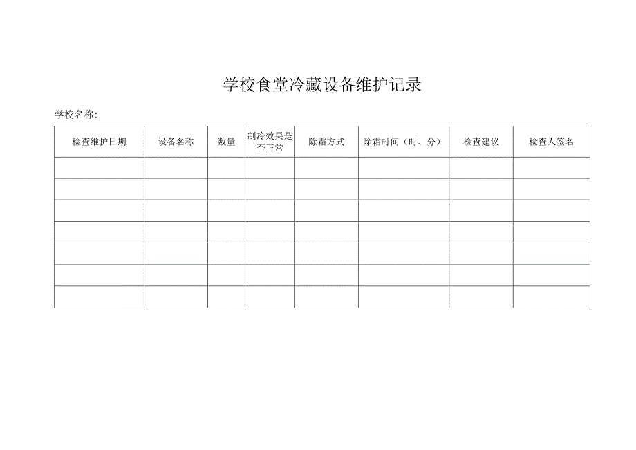 学校食堂冷藏设备维护记录.docx_第1页