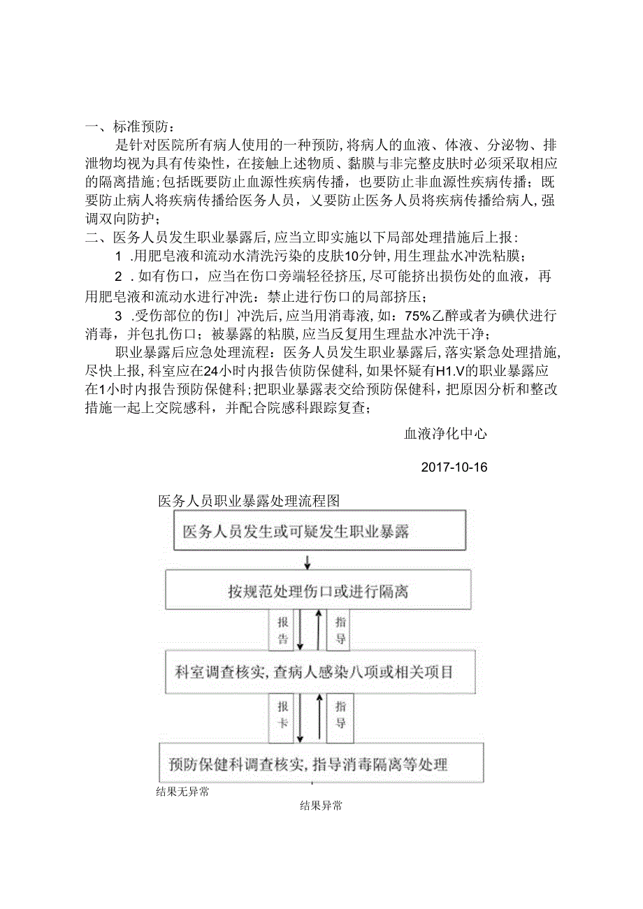 职业暴露的应急预案及流程图.docx_第1页