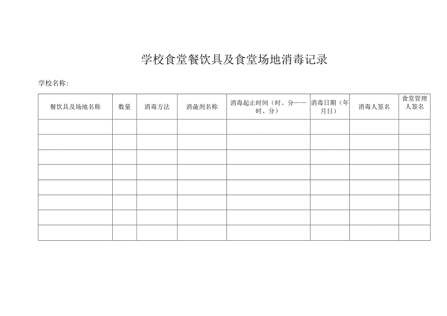 学校食堂餐饮具及食堂场地消毒记录.docx_第1页