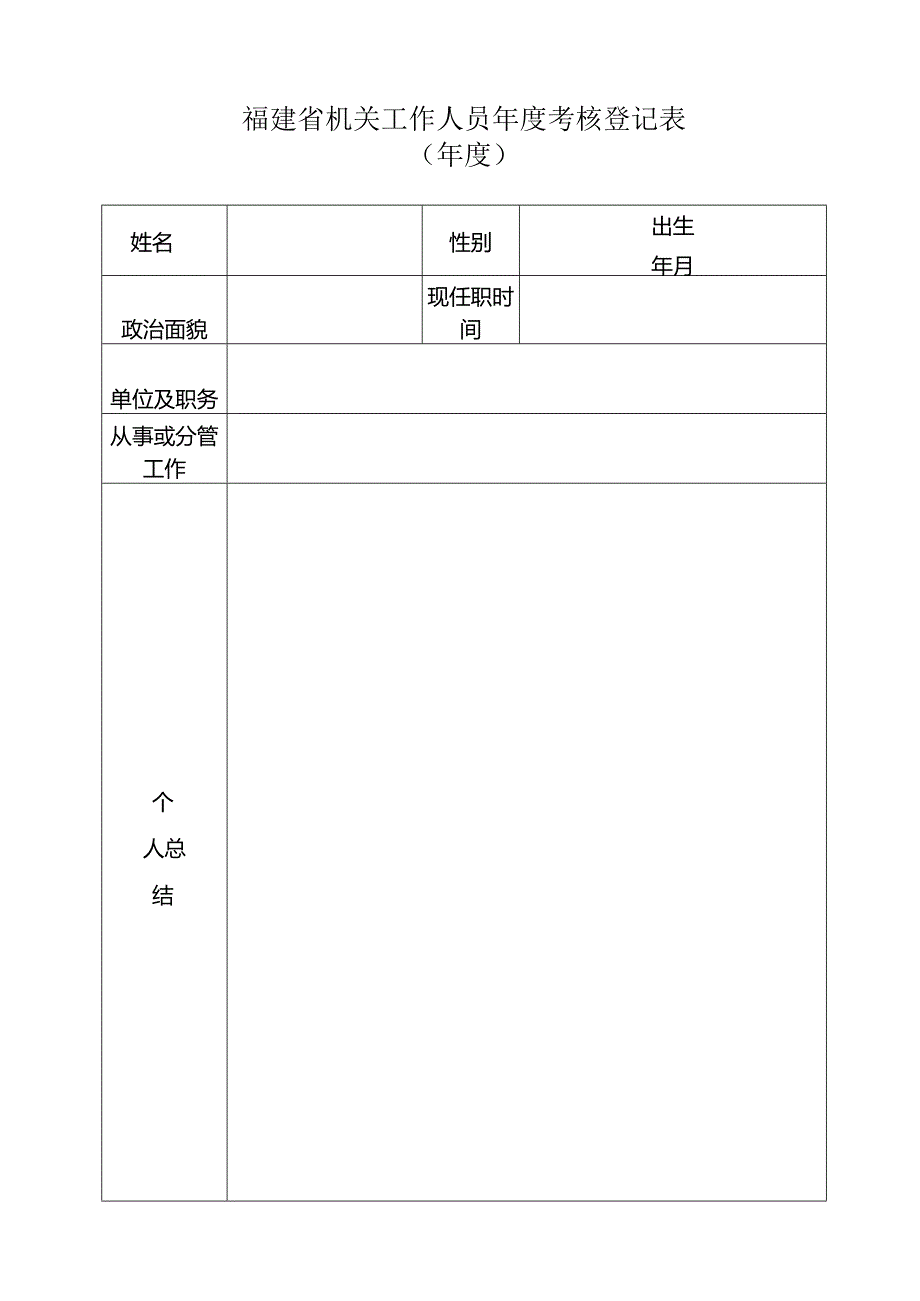 福建省机关工作人员年度考核登记表.docx_第1页