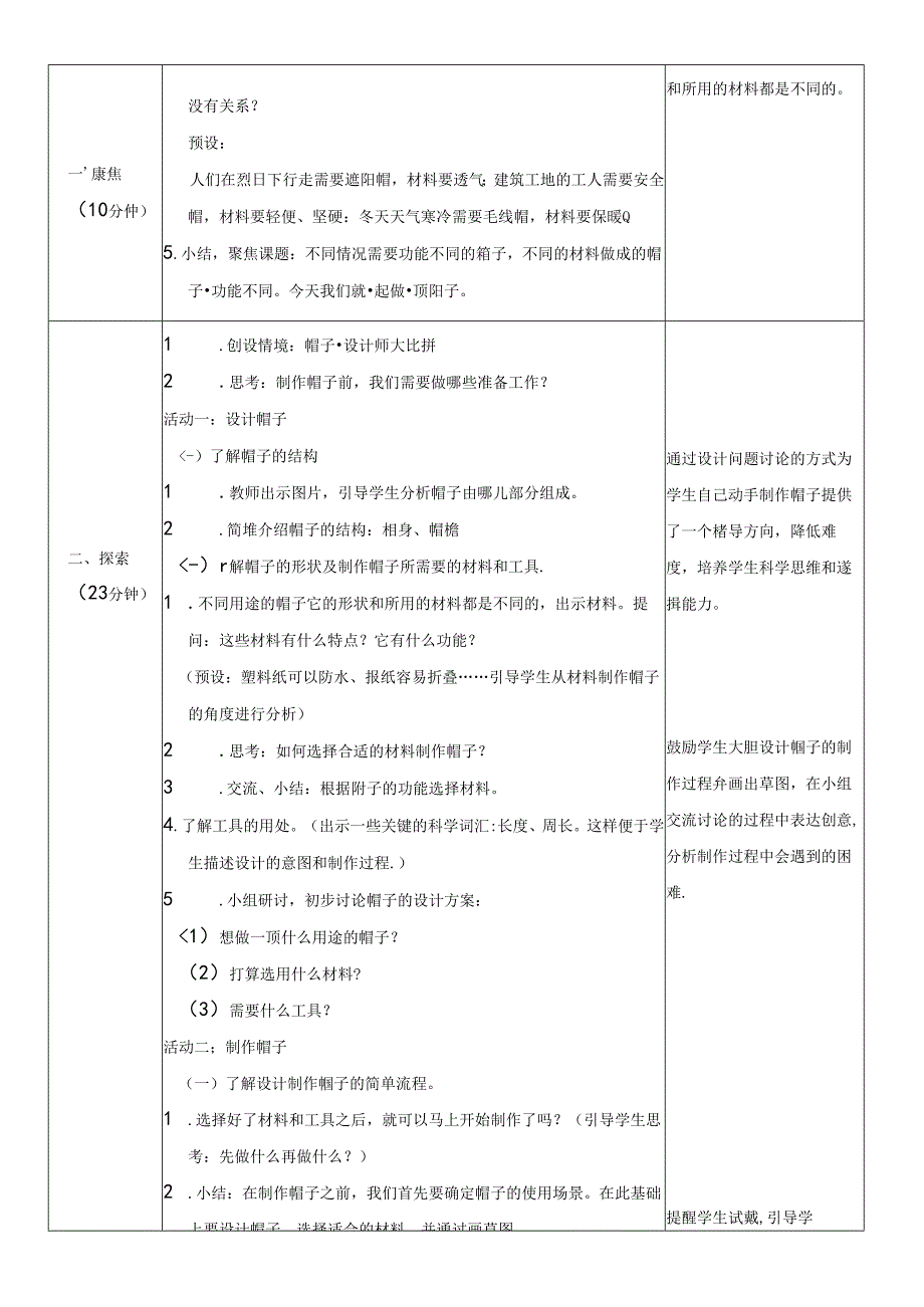 （2024秋）科教版科学二年级上册《做一顶帽子》教案.docx_第2页