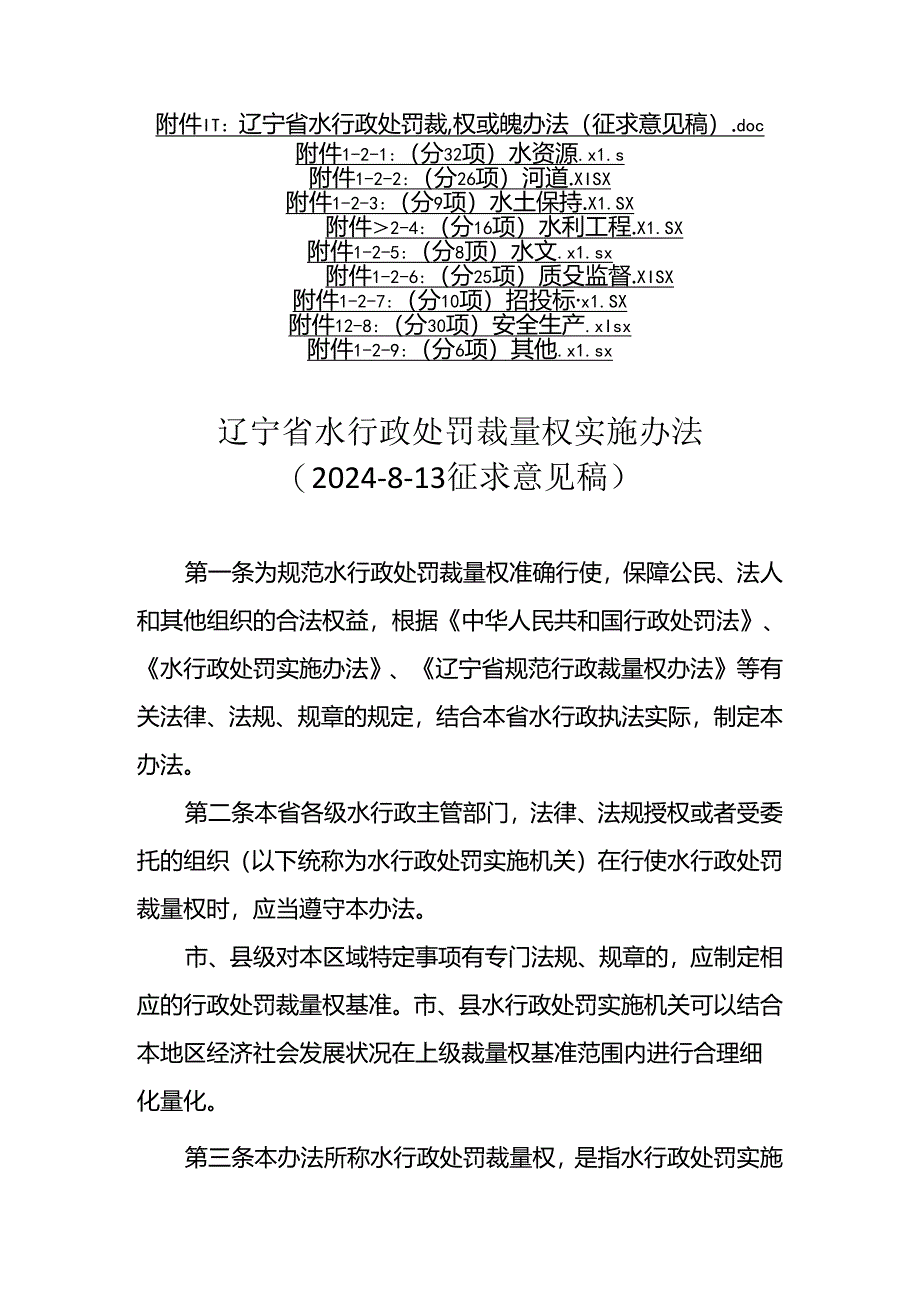 辽宁省水行政处罚裁量权实施办法(征.docx_第1页