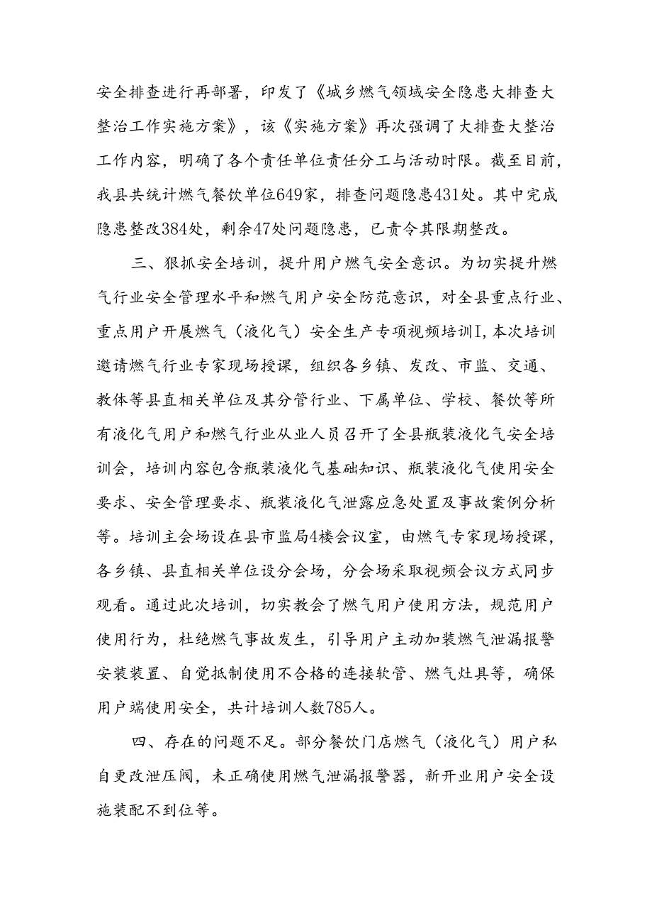 2024燃气安全专项整治工作总结燃气领域安全隐患排查工作汇报6篇.docx_第3页