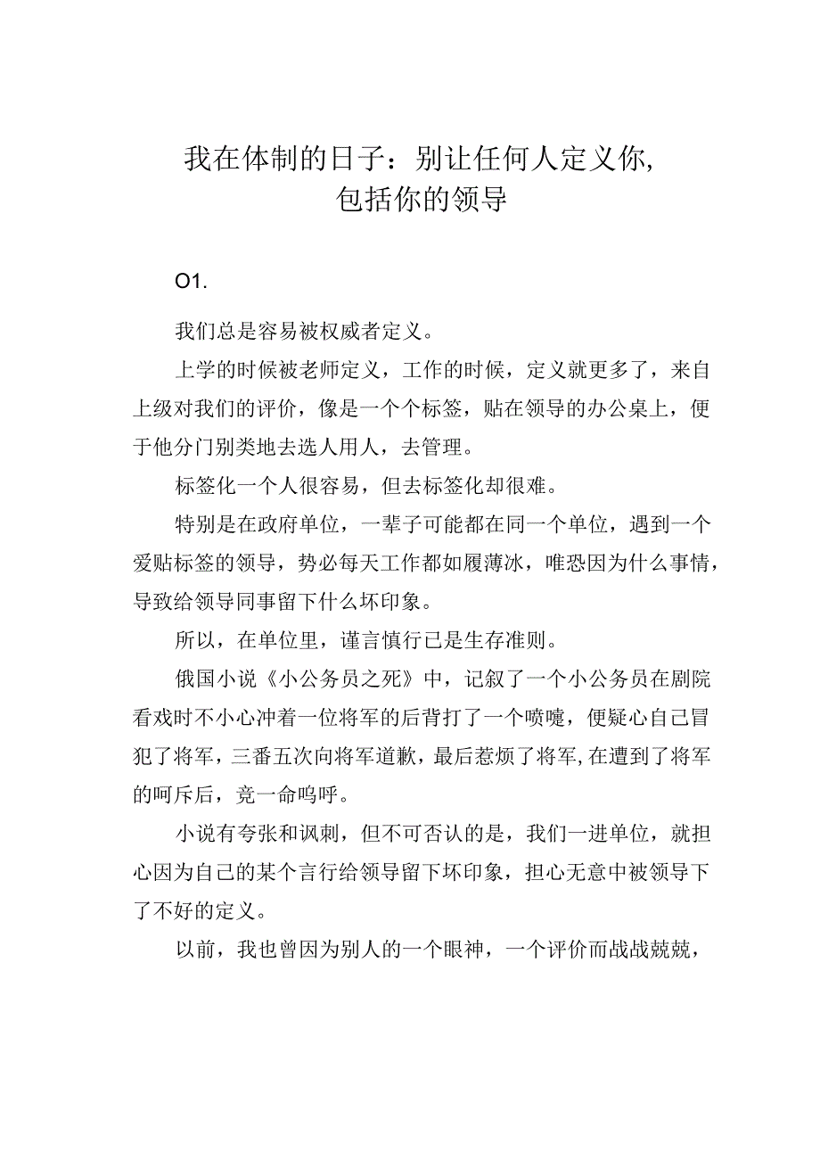 我在体制的日子：别让任何人定义你包括你的领导.docx_第1页