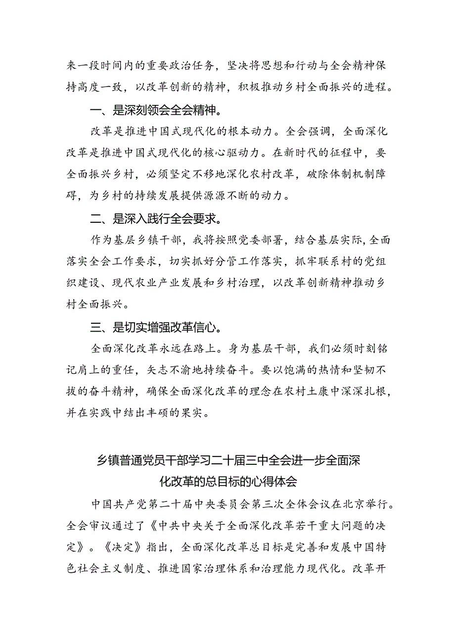 基层镇党委书记学习二十届三中全会精神心得体会（共8篇）.docx_第2页