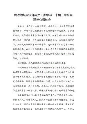 民政领域党支部党员干部学习二十届三中全会精神心得体会.docx
