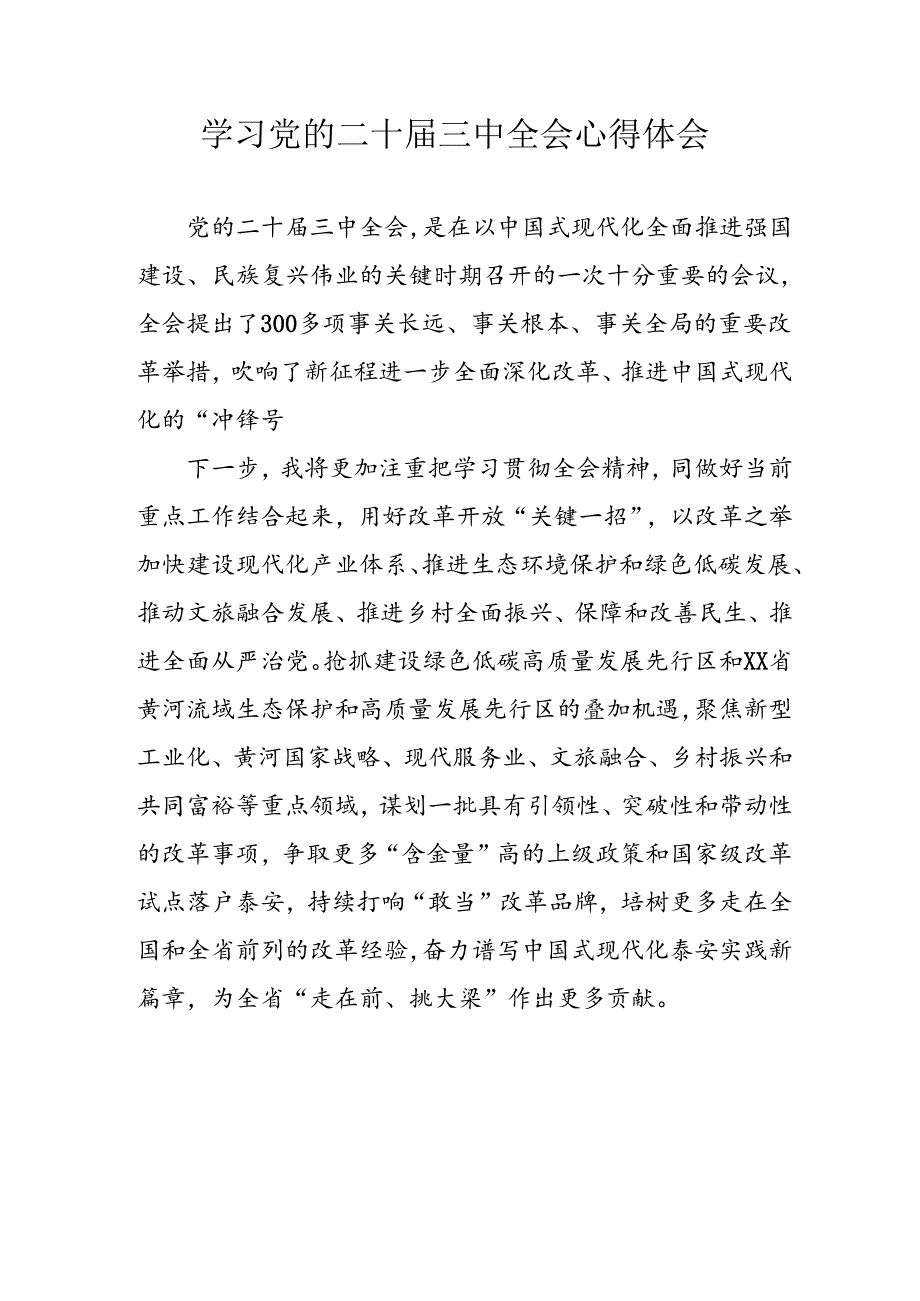 2024年学习学习党的二十届三中全会个人心得感悟 （合计4份）.docx_第1页