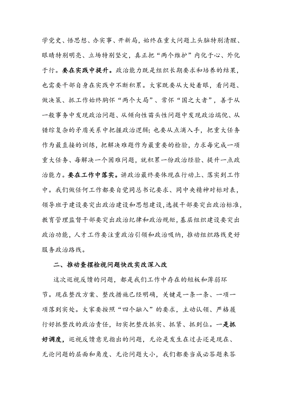 2篇在巡视整改民主生活会上的讲话2024.docx_第2页