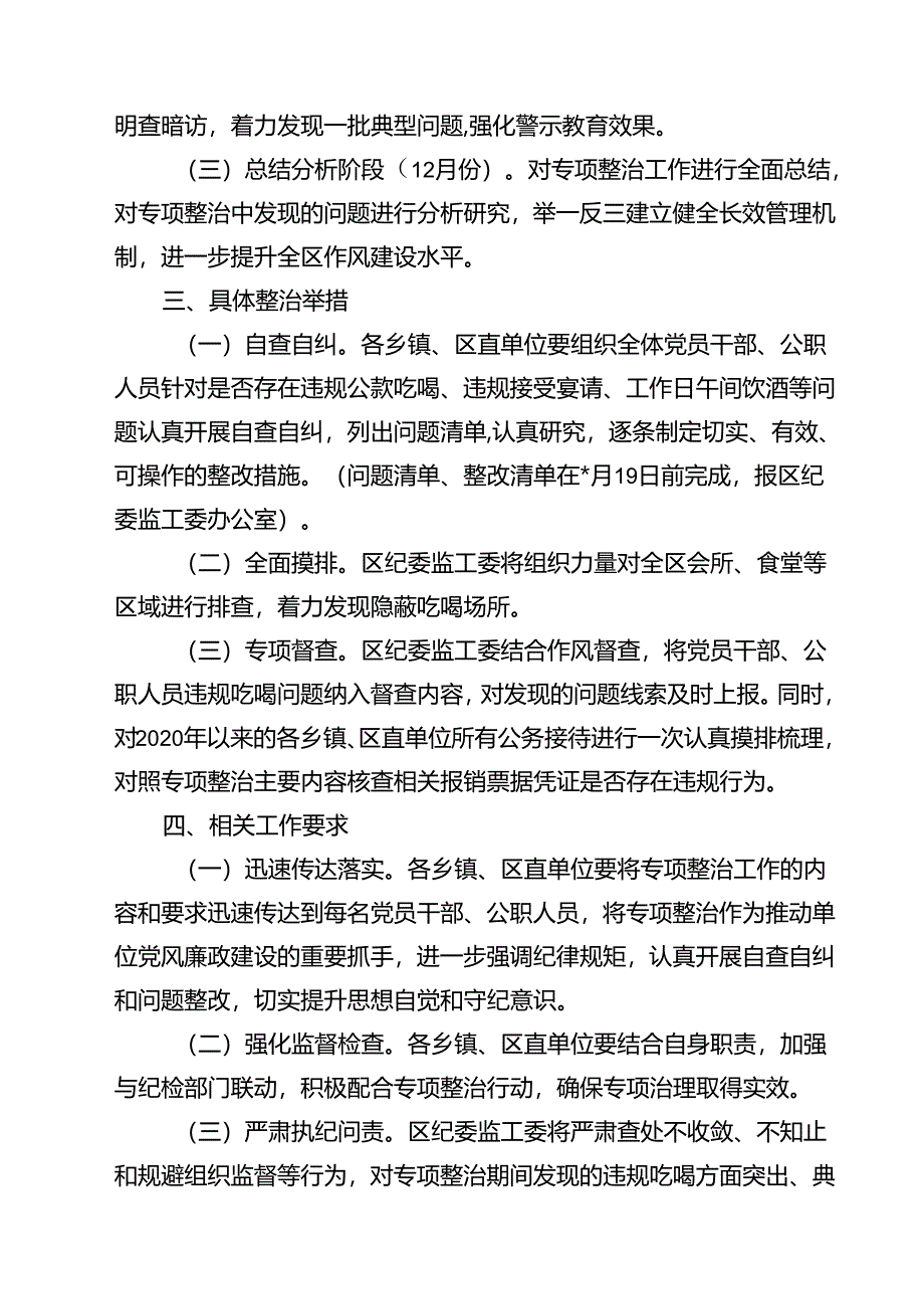 (六篇)2024年关于开展违规吃喝专项整治的工作方案范文.docx_第2页