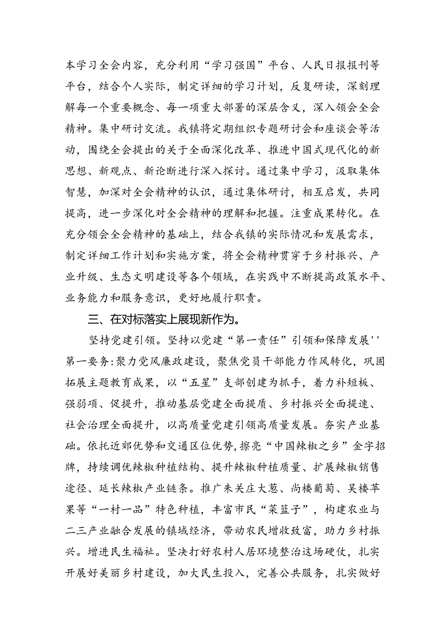 （11篇）镇党委书记学习贯彻党的二十届三中全会精神心得体会参考范文.docx_第3页