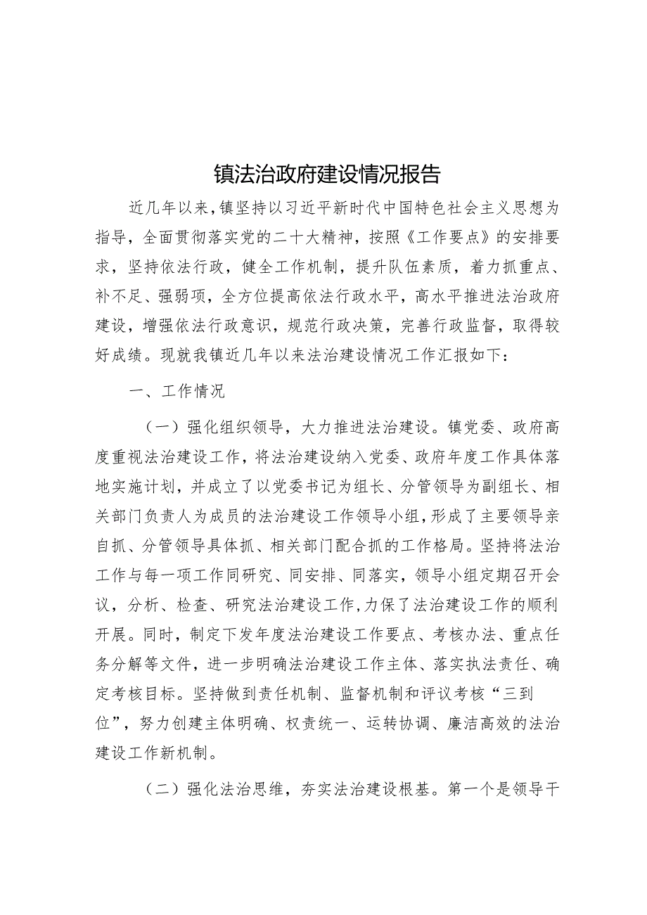 镇法治政府建设情况报告.docx_第1页