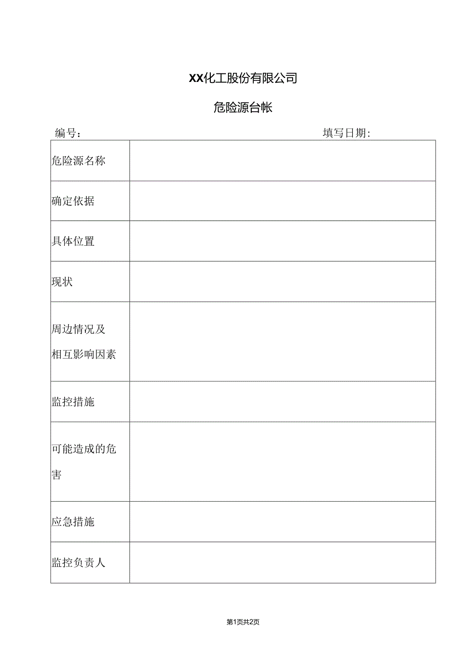 XX化工股份有限公司危险源台帐（2024年）.docx_第1页