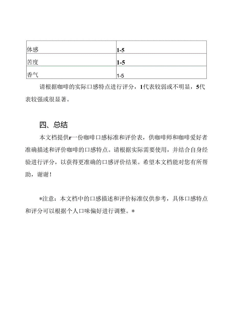 咖啡口感标准和评价表.docx_第3页