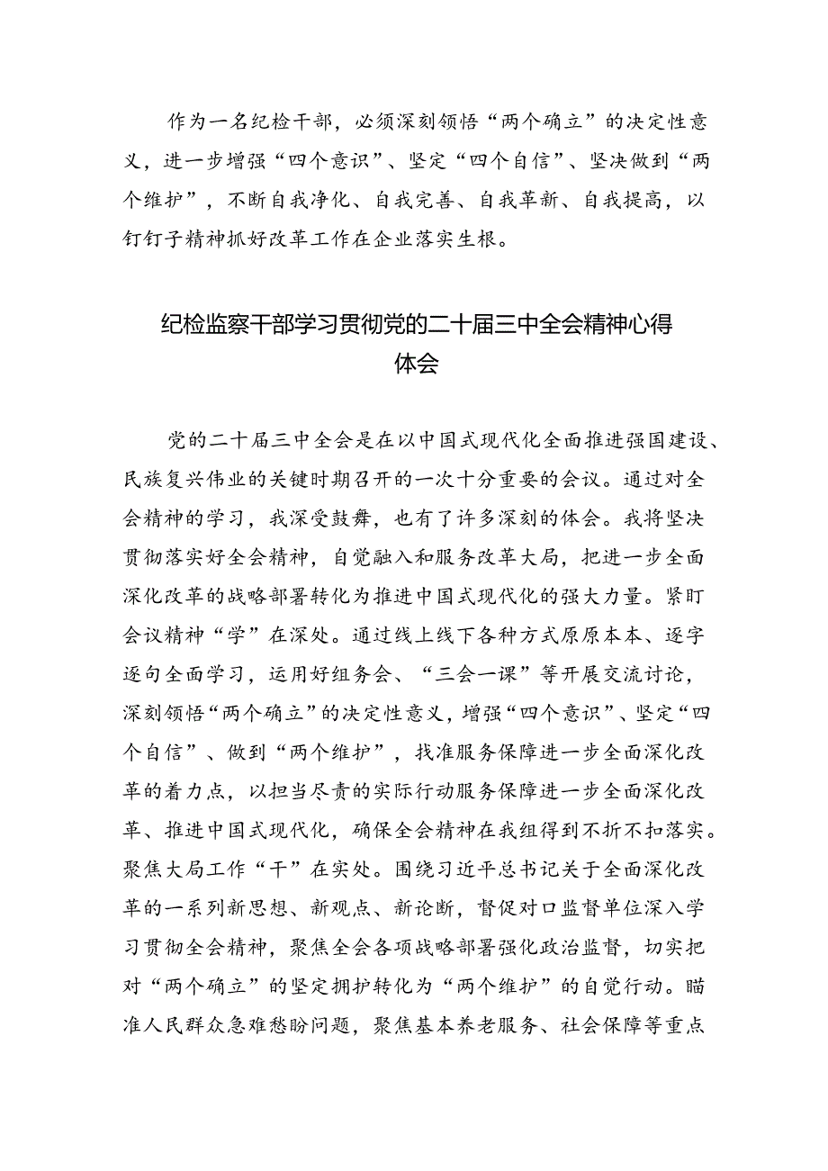 纪检干部学习党的二十届三中全会精神心得体会研讨发言5篇（精选版）.docx_第2页